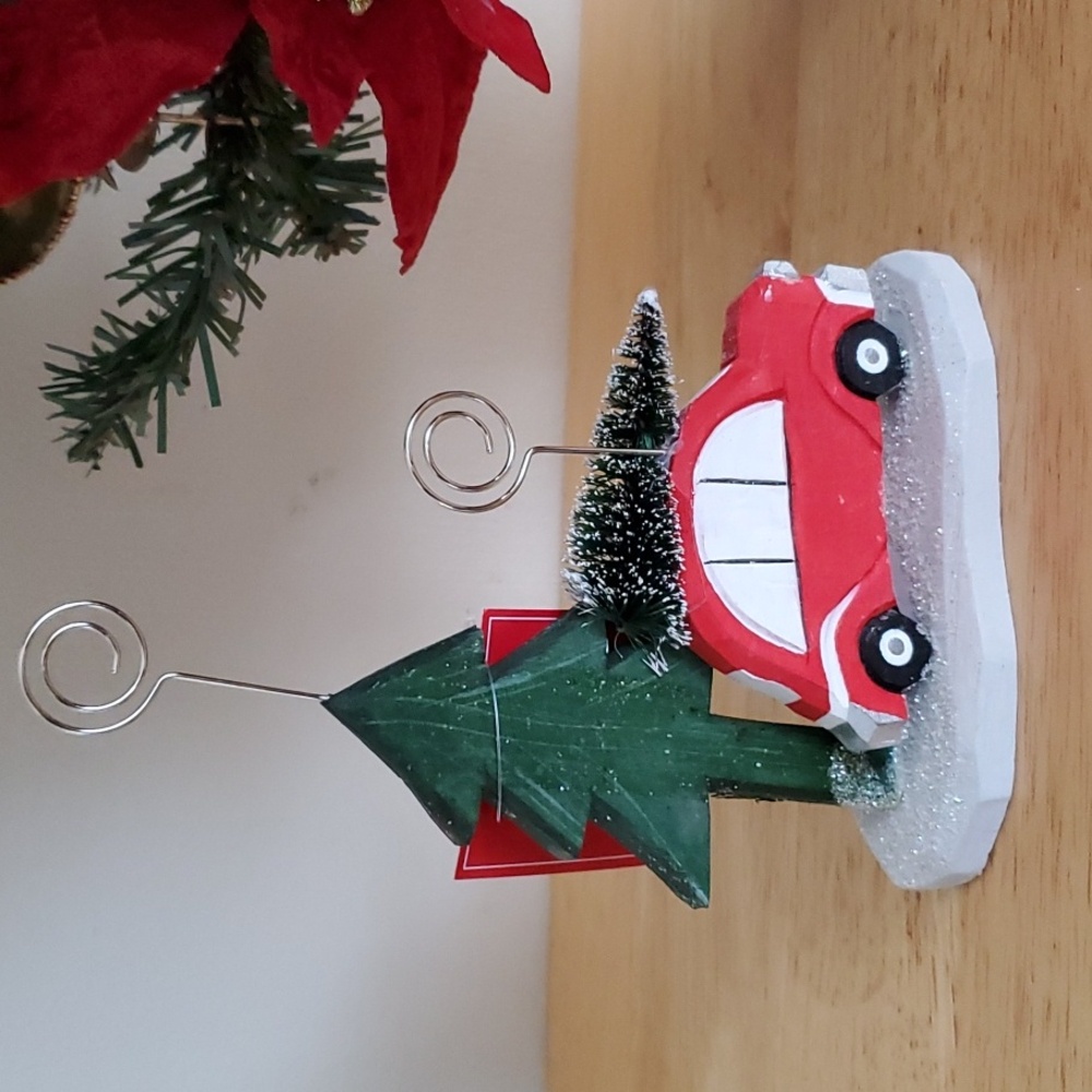 Red Car and Christmas Tree Photo Holder
